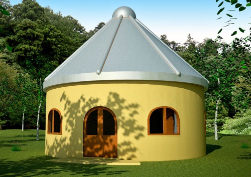 Hobbit House with Grain Bin Roof (click to enlarge)