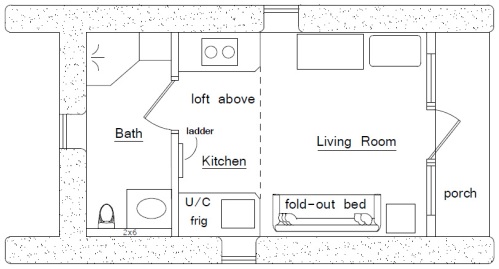 Insulated earthbag vault floorplan (click to enlarge)