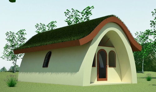 Insulated earthbag vault with living roof (click to enlarge)