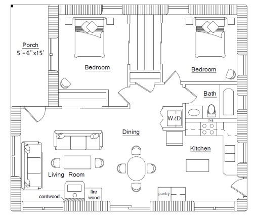 Cordwood house floorplan (click to enlarge)